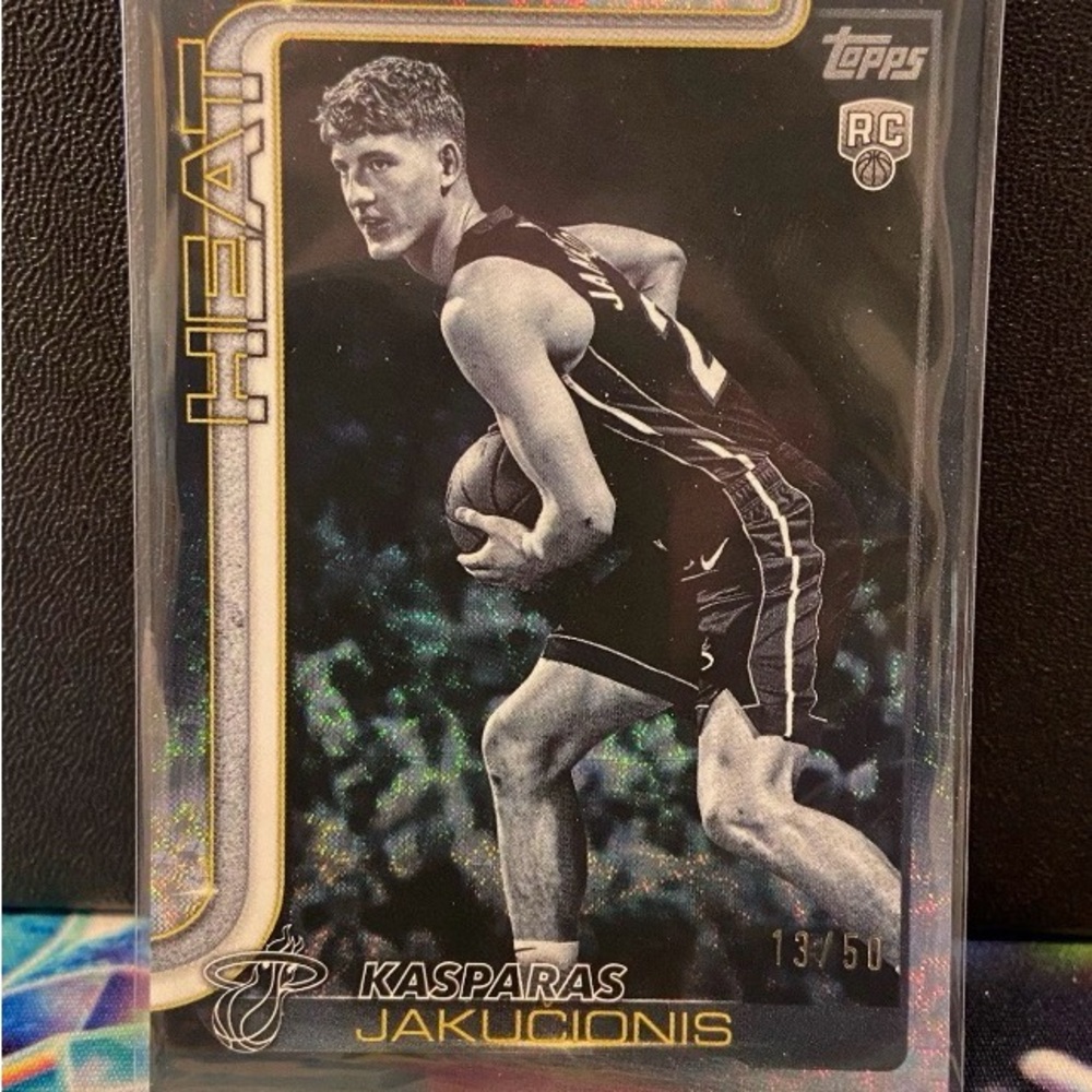 2025-26 Topps Blackout #13/50 Rookie Card RC Kasparas Jakucionis Miami Heat